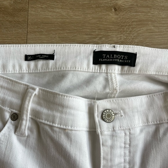 Talbots Women's Flawless Five Pocket Curvy Slim Ankle White Pants SZ 16 - Picture 4 of 8